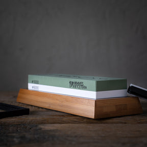 Kitchen Whetstone dual-sided bamboo base sharpening stone - OpalDwell