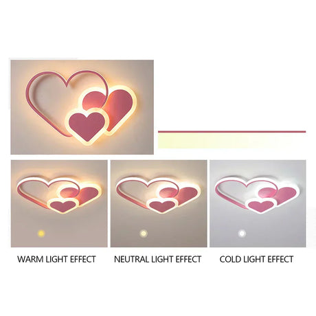 PetalGlow Soft Heart Ceiling Lamp Full Fixture View - OpalDwell
