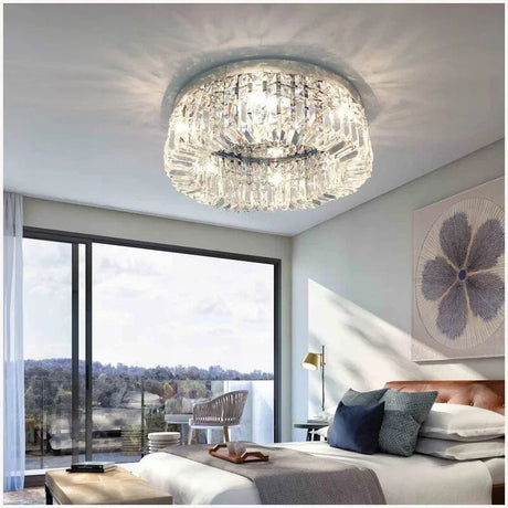 K9 Crystal Chandelier with Radiant Gold Frame Detail
