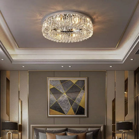Crystal Flush Mount Light for Low Ceiling Dining Spaces