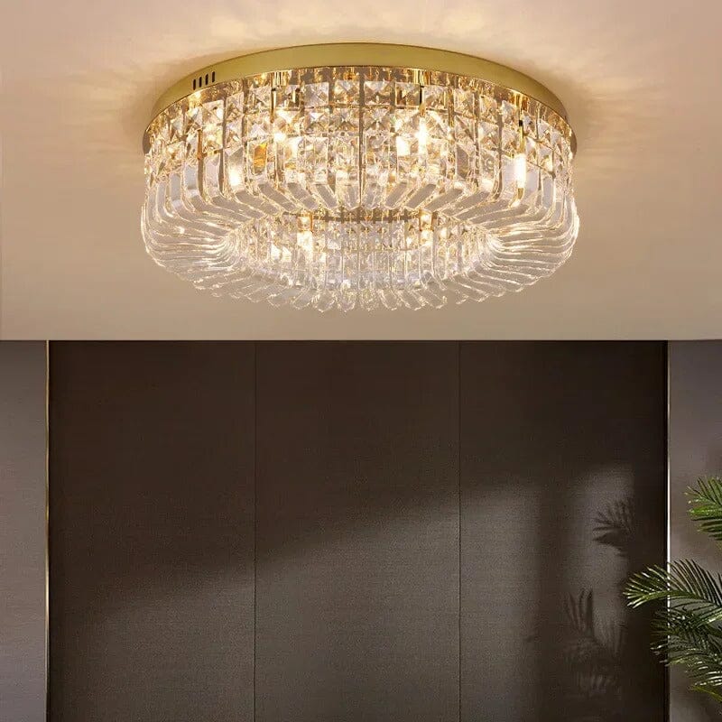 Dimmable LED Crystal Chandelier Installed Above Table