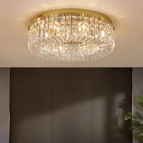 Dimmable LED Crystal Chandelier Installed Above Table