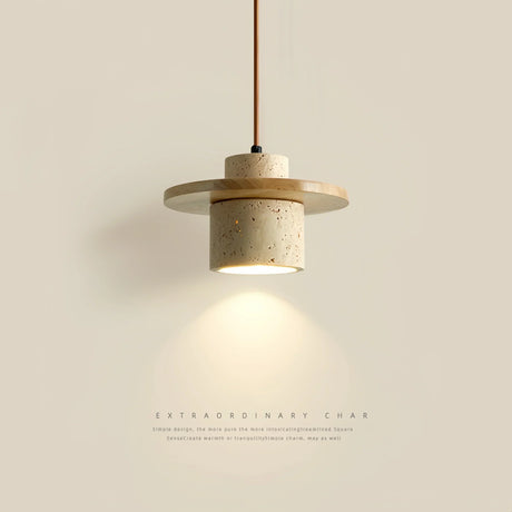 Wood Accent Detail on Black Metal Pendant Lamp