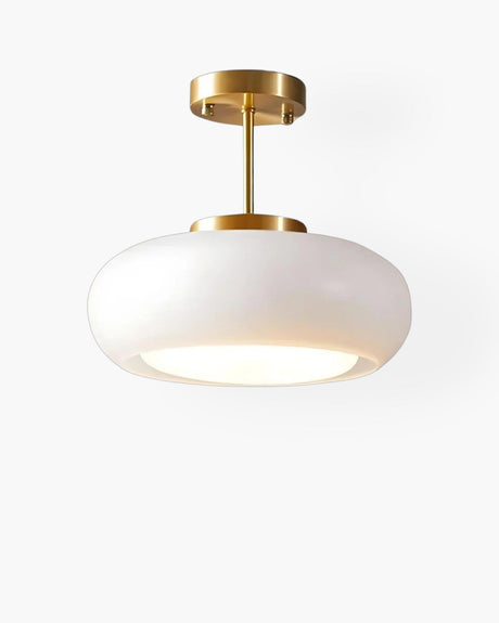LumaBrass Frosted Glass Ceiling Light brass mount detail - OpalDwell