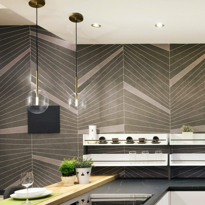 Pendant light installed above kitchen counter