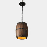 Wood and Metal Barrel Pendant Light for Kitchen Lighting | OroDwell