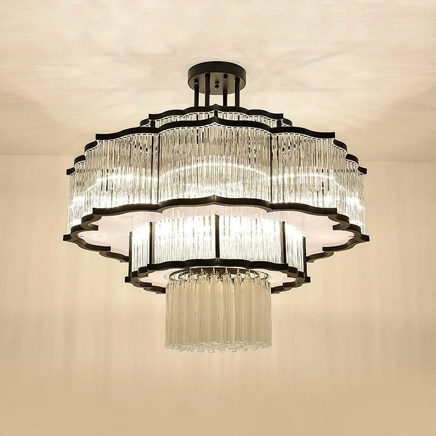 Mirova tiered crystal pendant light full view