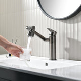 Single-hole swivel bathroom faucet for small bathroom spaces