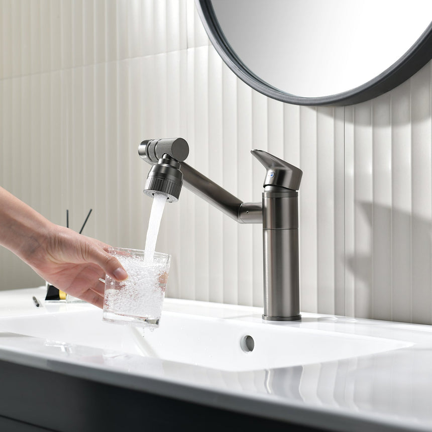 Single-hole swivel bathroom faucet for small bathroom spaces