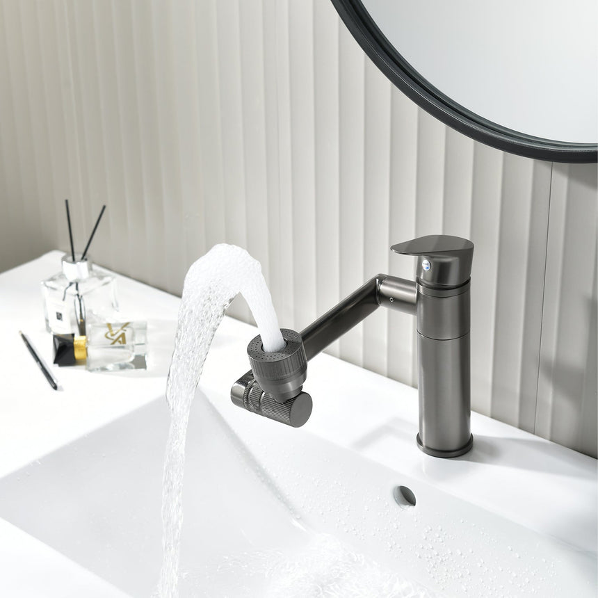 Single-hole swivel bathroom faucet for contemporary home interiors