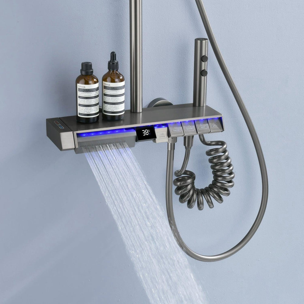 Smart shower system with digital temperature display
