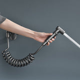 Handheld bidet spray faucet side profile view - soft-touch ABS body