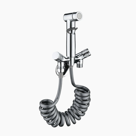 Handheld bidet spray faucet close-up view - angle valve control
