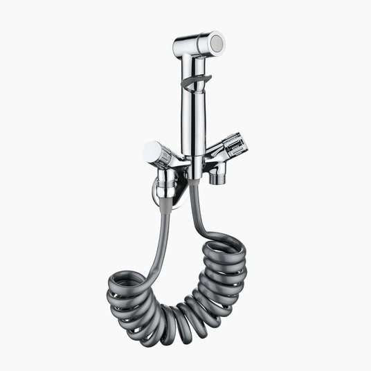 Handheld bidet spray faucet close-up view - angle valve control