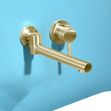 Wall mounted bathroom faucet with brushed gold round design