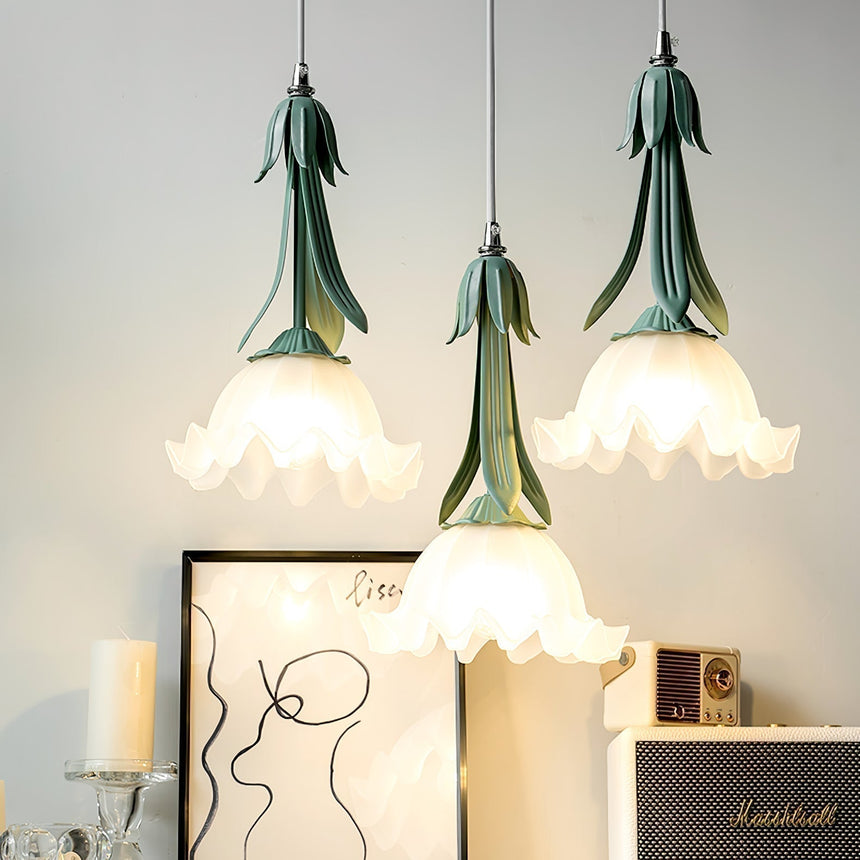 PetalGlow Floral Acrylic Pendant Light – Hero View - OroDwell