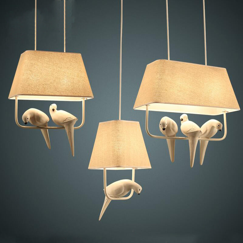 Linen Bird Chandelier for Bedroom Lighting