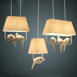 Linen Bird Chandelier for Bedroom Lighting
