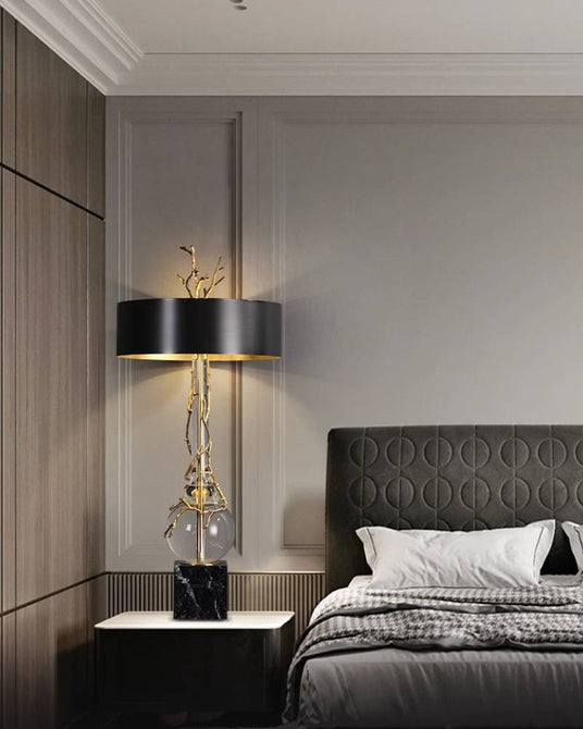 Table Lamp with Black Shade