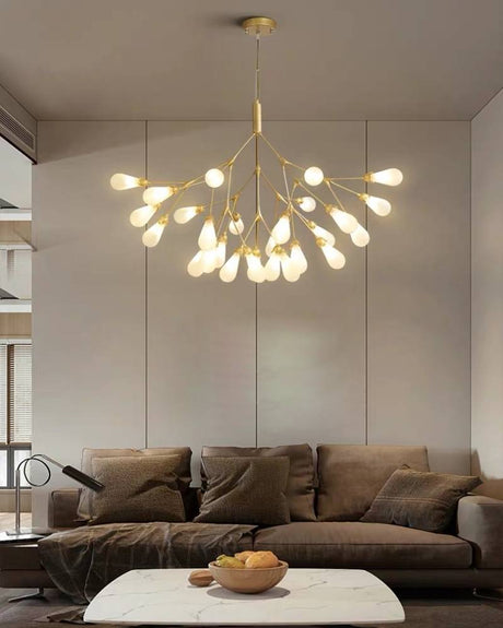 Gold Finish Chandelier Fixture Detail
