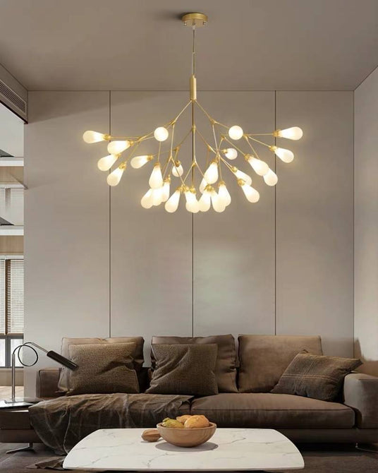 Gold Finish Chandelier Fixture Detail