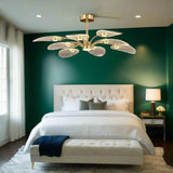 Lotus Leaf Acrylic Chandelier with Gold Finish