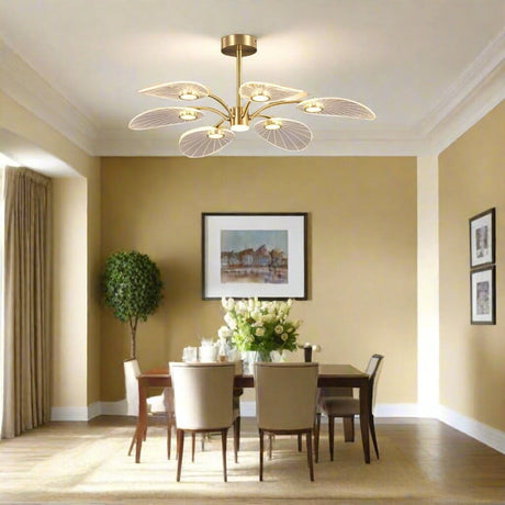 Semi-Flush Chandelier Installed Above Dining Table