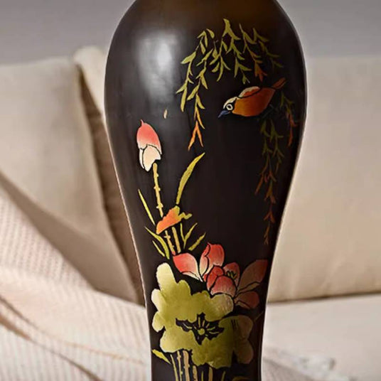 Ceramic Lamp with Botanical Lotus Design