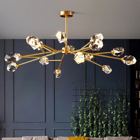 Crystal Pendant Light Installed Above Dining Area