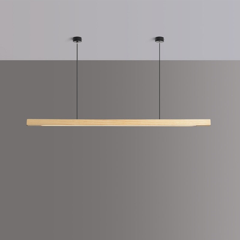 Adjustable LED kitchen pendant light in walnut wood finish