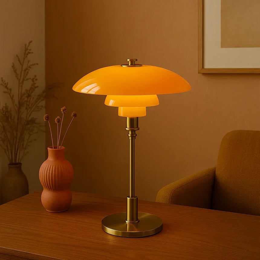 Table lamp in living room console setting