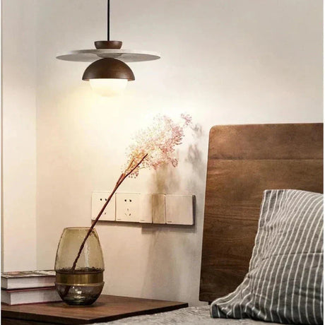 Wood and Glass Pendant Light Detail OpalDwell