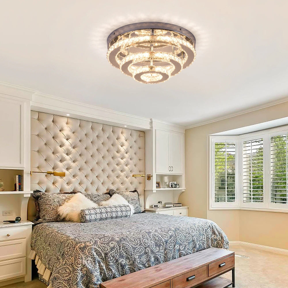 Lustrous Crystal Round Chandelier for Living Room