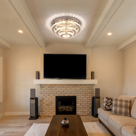 Chrome and Crystal Chandelier for Modern Spaces