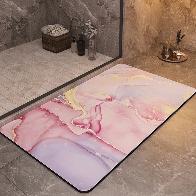 Plush bath rug with anti-slip base for bathroom safety
