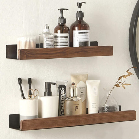 Bathroom wall shelf with aluminum storage construction