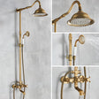 In-wall shower system with antique brass finish