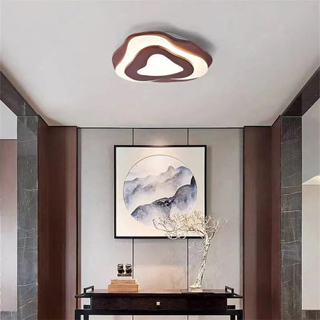 Wood and Metal Flush Mount Ceiling Light