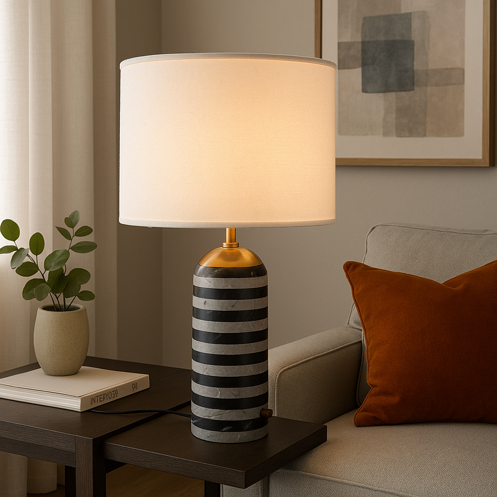Marble Table Lamp Warm Ambient Glow for Living Room