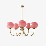 Alora Marshmallow Chandelier With Pink Glass Shades - OpalDwell