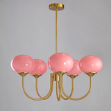 Alora Marshmallow Chandelier With Pink Glass Shades - OpalDwell