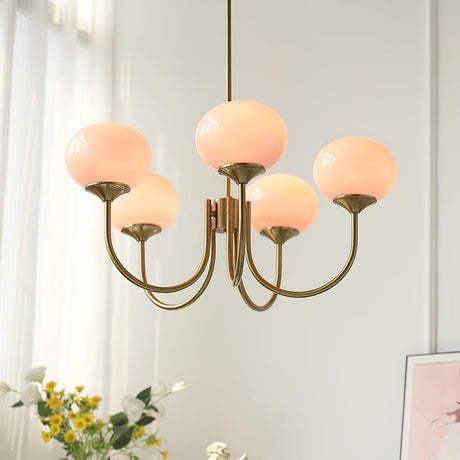 Pink Glass Chandelier Ceiling Mount Installation