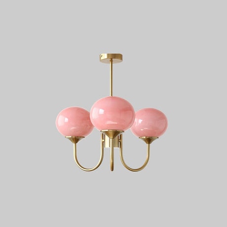 Alora Marshmallow Chandelier With Pink Glass Shades