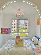 Alora Marshmallow Chandelier With Pink Glass Shades