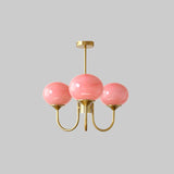 Alora Marshmallow Chandelier With Pink Glass Shades - OpalDwell