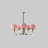 Alora Marshmallow Chandelier With Pink Glass Shades