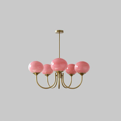 Alora Marshmallow Chandelier With Pink Glass Shades - OpalDwell