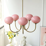 Alora Marshmallow Chandelier With Pink Glass Shades