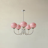 Alora Marshmallow Chandelier With Pink Glass Shades - OpalDwell