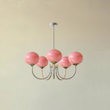 Alora Marshmallow Chandelier With Pink Glass Shades - OpalDwell